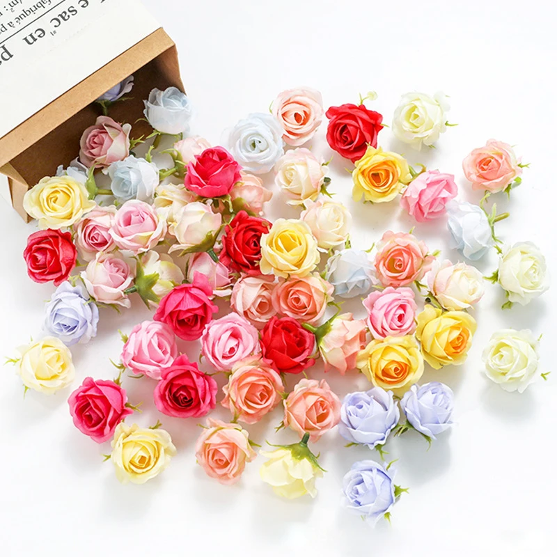 10/20/50 Stück künstliche Rosenblüten, 4 cm, Seidenblumen für Hochzeitsdekoration, Heimdekoration, Girlande, Bastelzubehör, Geschenkzubehör – Detail 2
