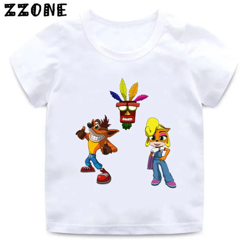 Hot Sale Crash Bandicoot Print Cartoon Kids T-Shirts Funny Game Girls Clothes Baby Boys T shirt Summer Children Tops,ooo5872