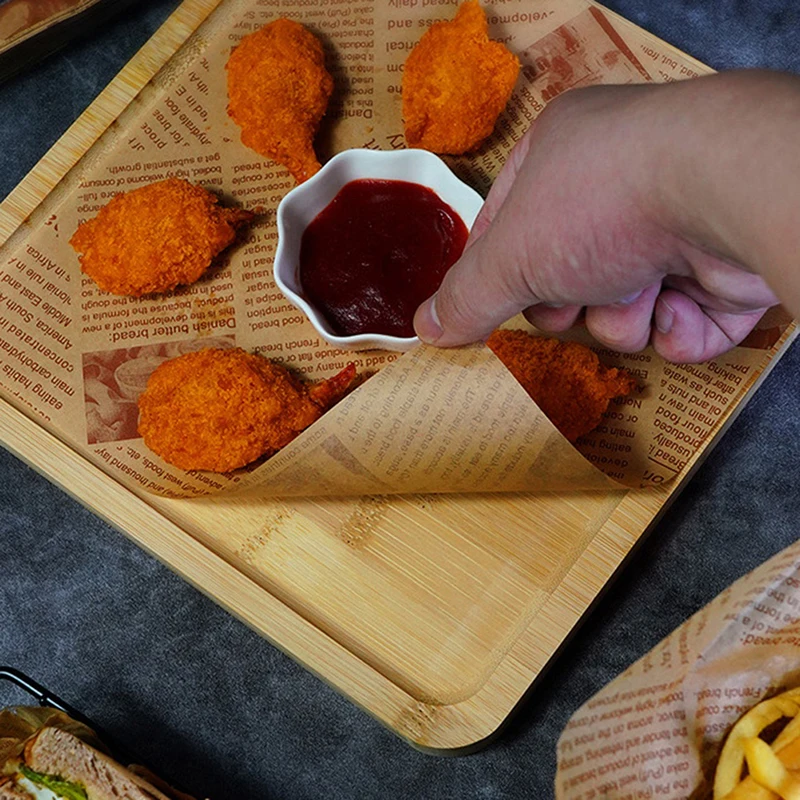 30 /100 hojas de papel encerado a prueba de aceite, papel para envolver alimentos, pan, sándwich, hamburguesa, patatas fritas, herramientas para hornear, comida rápida, papel de aceite para pan