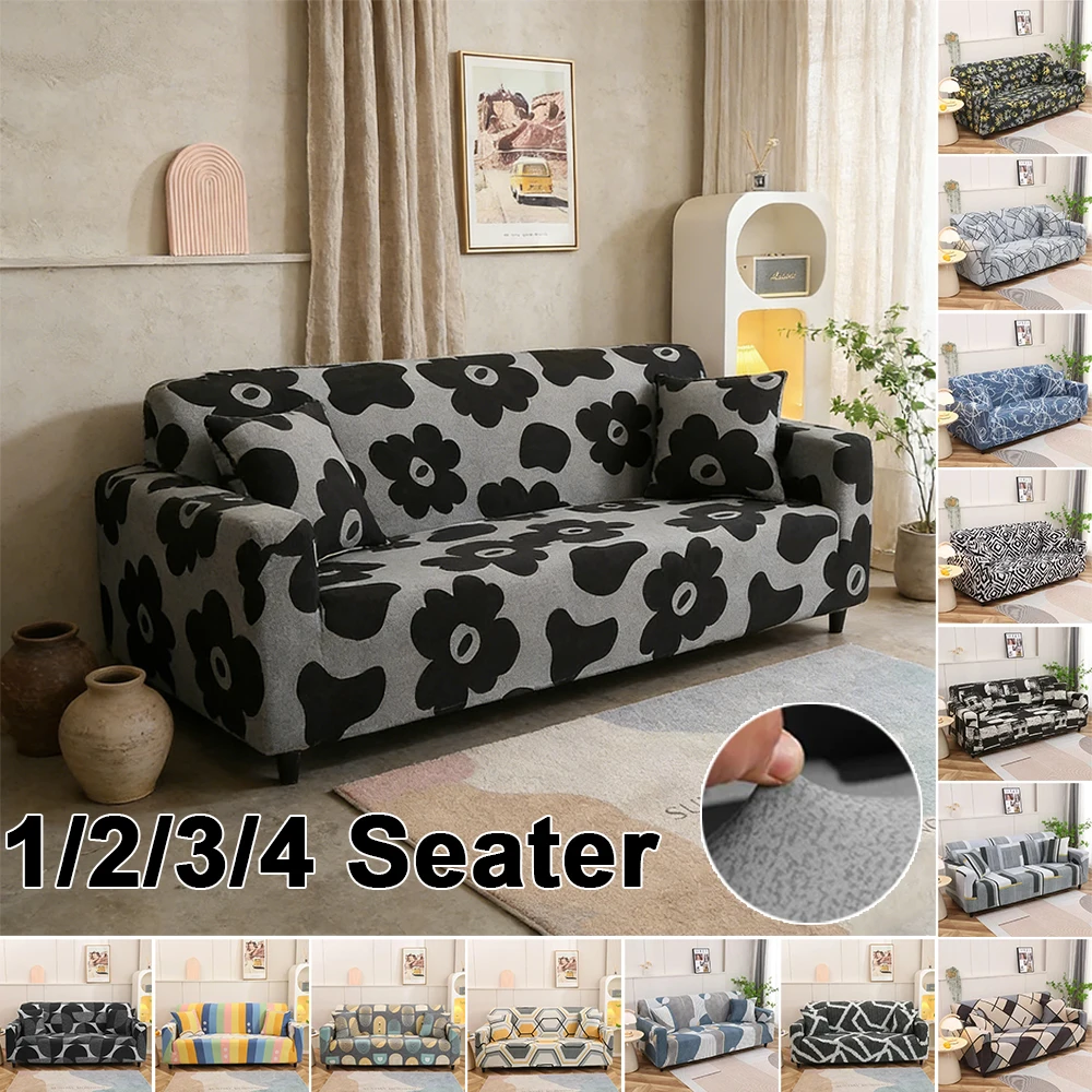 Stretch Floral Sofa Cover Universal Non Slip Couch Slipcover Furniture Protector for 1/2/3/4 Seater Living Room Bedroom Office