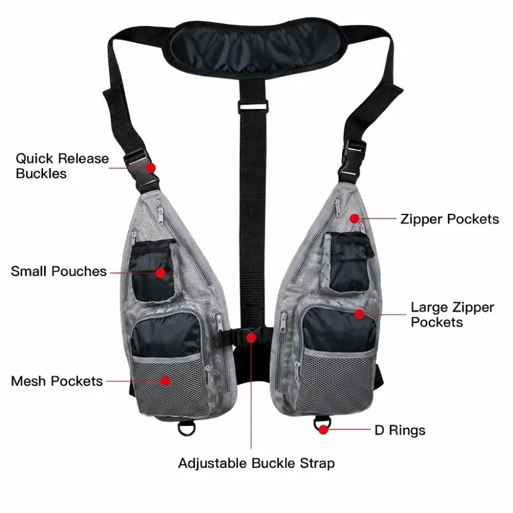 Durable Quick Dry Fishing Vest Multiple Pockets Breathable Fishing Waistcoat Lightweight Adjustable Fly Fishing Vest Boating view 4