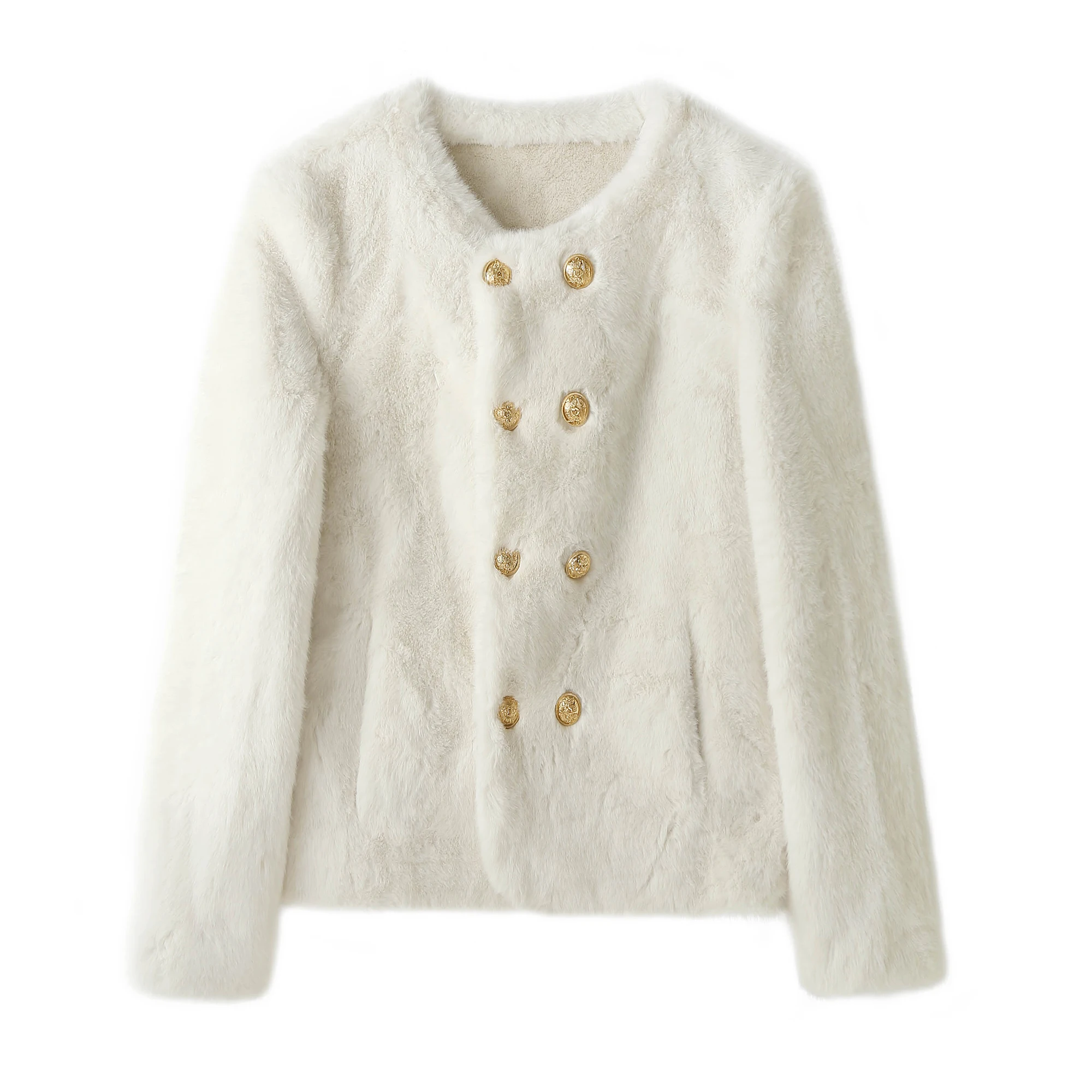   Or Cappotto di pelliccia da donna Faionable in pelle e pelliccia intercati autunno inverno nuovo arrivo Ele Top per donna