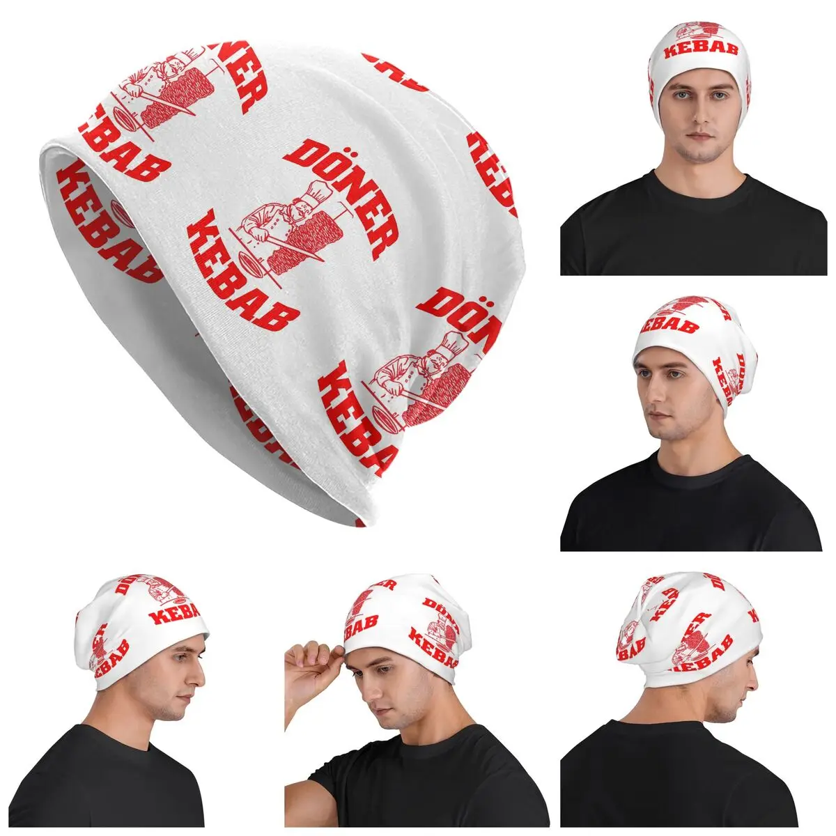 Funny Doner Kebab Cartoon Skullies Beanies Hats Warm Autumn Winter Outdoor Cap Knitted Bonnet Caps for Unisex Adult