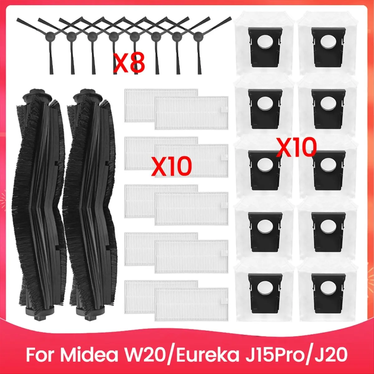 

30PCS Brush and Filter Dust Bag Kit for W20 for J15Pro J20 Vacuum Cleaner Accessories Replacement Parts [Zhenyi-TFBC]