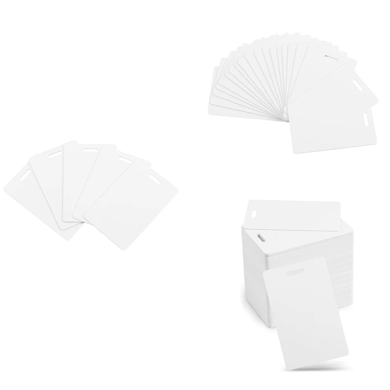 50 Pack Premium Blank PVC Cards With Slot Punch On Short Side - Vertical Slot Punch Blank ID Cards CR80 Plastic Cards Durable