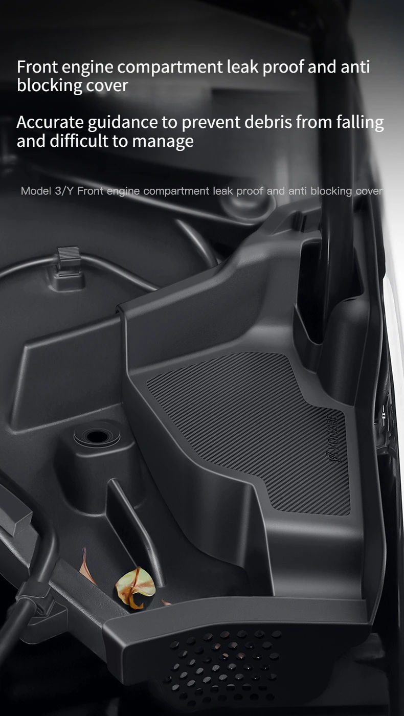 Für Tesla 3/Y/YL Highland Juniper 2026: Vordere Kabinen-Anti-Verstopfungsabdeckung, Wasserkanalabdeckung und Blätterblockierender Frunk-Schmutzfilter – Detail 1