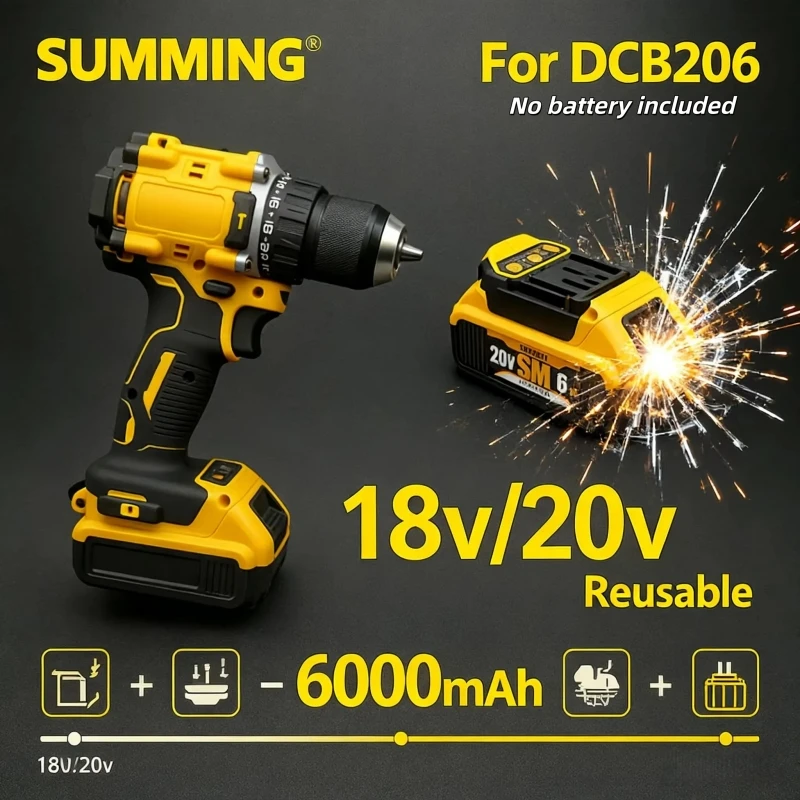 

Lithium Battery 20V RechargeableBrushless Compact ElectricScrewdriver replaceable Hand Drill Impact Drill DCD805 for DCB206