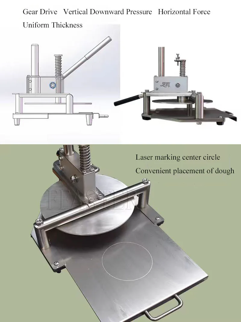 Manual Pizza Pastry Presser Machine Dough Press Roller Egg Pancake Flattening Machine