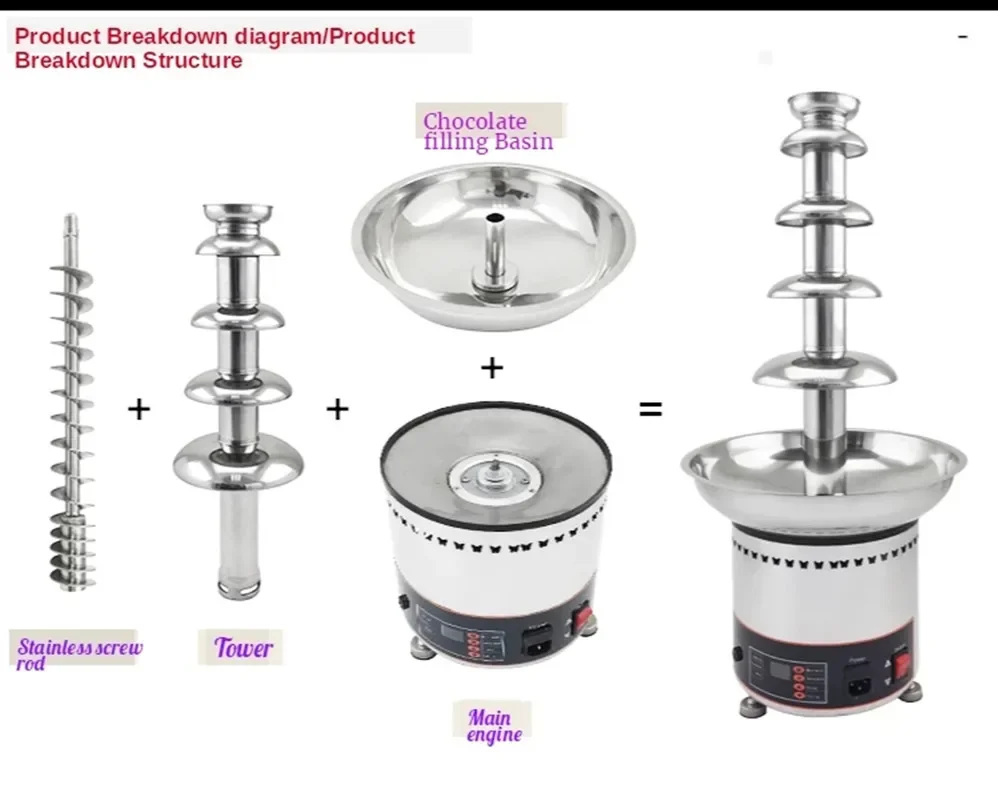 

Commercial Automatic Digital Display 5 Layer Chocolate Fountain For Party Wedding Banquet Chocolate Waterfall Fountain Hot Pot