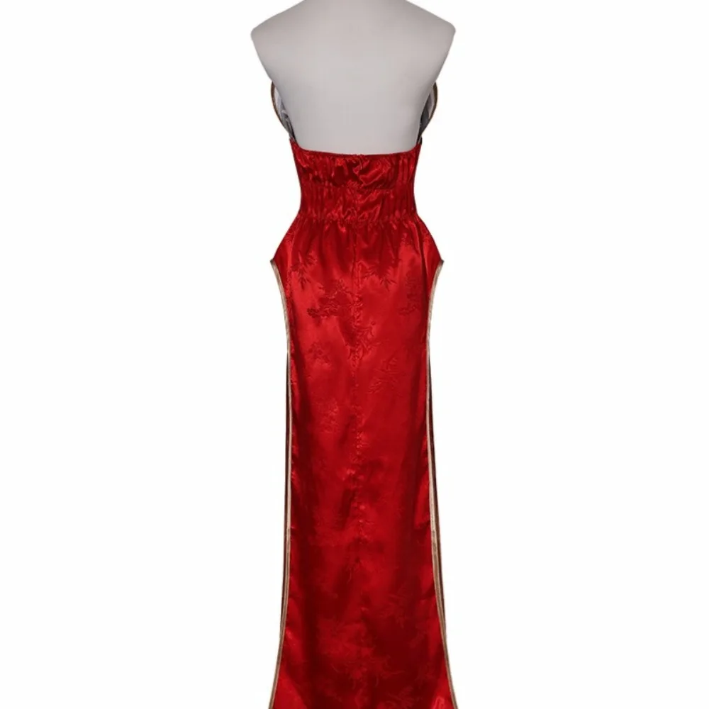 Azur Lane Cheshire New Year Red Cheongsam Sexy Slim Fit Cosplay Costume Wig Accessories Set Halloween Comic Con Party Outfit