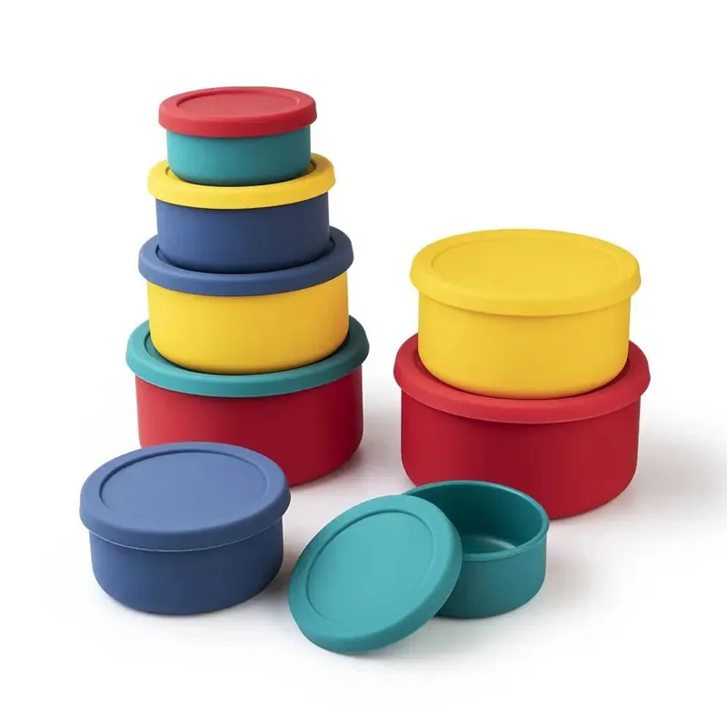 

Food Grade Silicone Lunch Bento Box Round Picnic Fruit Storage Container Soup Bowl Cake Mold Microwaveable Kitchen Accessories