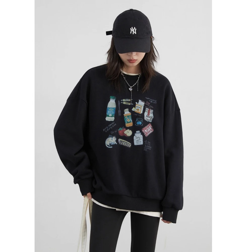 CHIC VEN Vrouwen Sweatshirts Fashion Casual Losse O-hals Lange Mouwen Gedrukt Tops Vrouwelijke Kleding Herfst Winter Nieuwe 2025