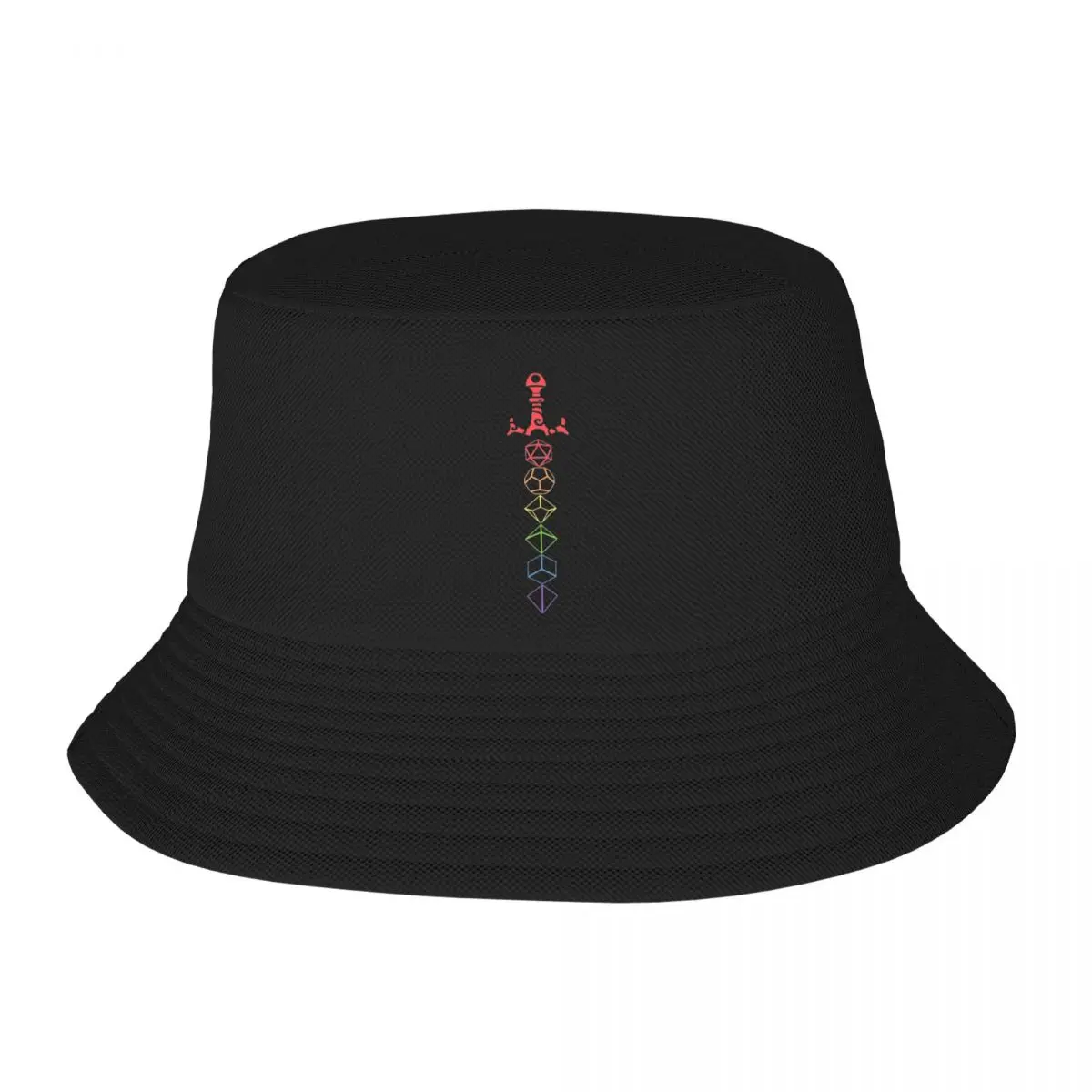 Dnd Rainbow Dice Sword Tabletop RPG Gaming Lover Bucket Hats Vocation Field Hat Hip Hop Foldable for Sports Fisherman Cap Ispoti