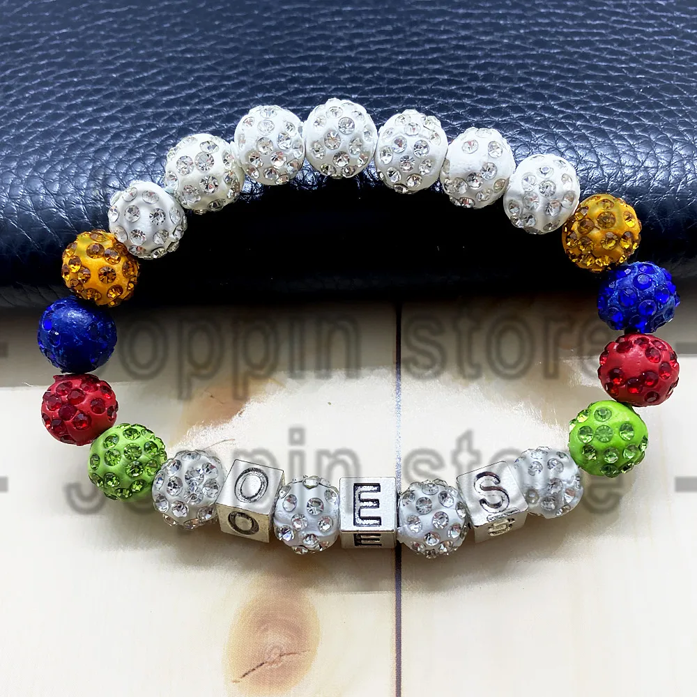 Fashion order of the eastern star society logo OES alphabet charm tag handmade bead bracelet