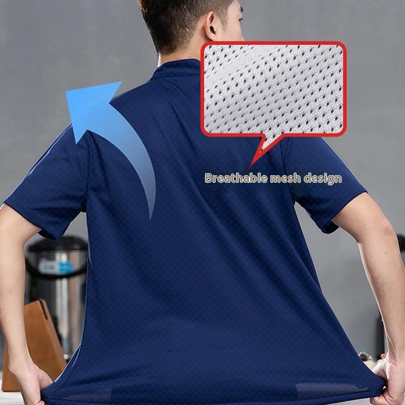 Full-body Breathable Net Chef's Work Clothes Short-sleeved Men's Summer Thin Ice Silk Cool Dining Hot Pot Kitchen Tools