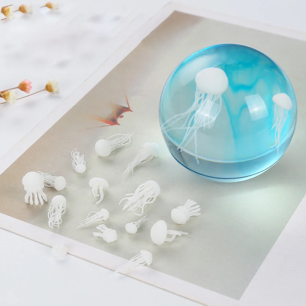 

10 шт., морские наполнители из кристаллической смолы, 3D мини-форма «сделай сам», аксессуары, ремесло, декор в виде медузы, наполнитель, нить, принадлежности для изготовления ювелирных изделий