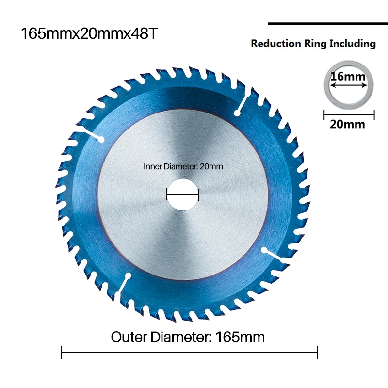 XCAN 165mm Cirkelzaagblad TCT Carbide Zaagblad Voor Houtbewerking Snijgereedschappen Hout Slijpschijf 24/40/48/60T