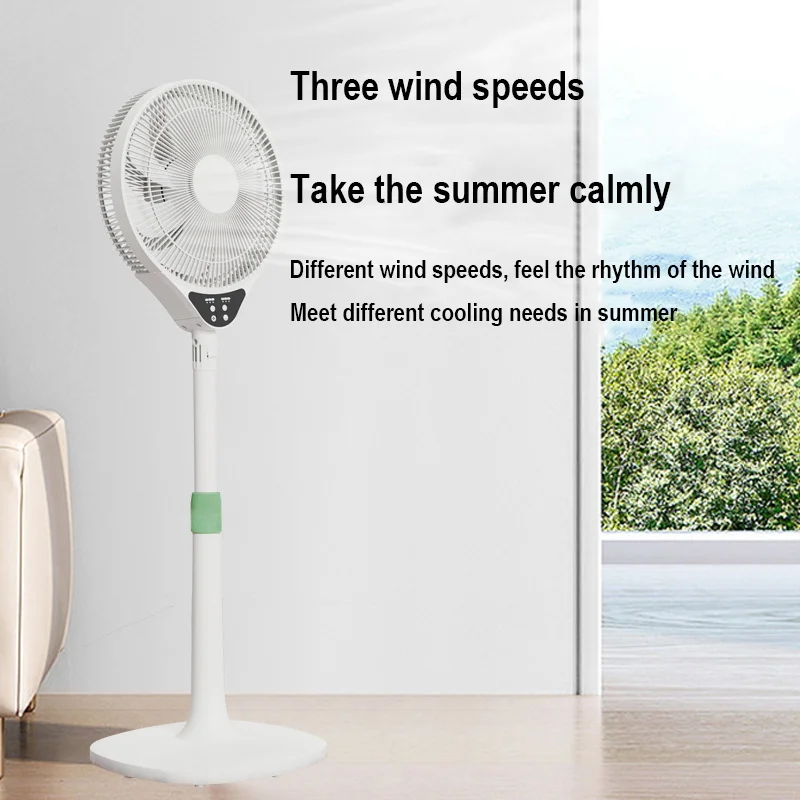 220V Electric Pedestal Standing Fan Adjustable Heigh Desk Air Blower Timing Shake for Living Room Bedroom Kitchen Home Office