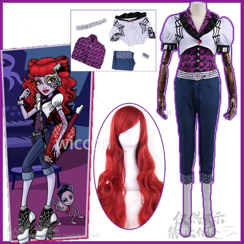 Anime Movie Monster Operetta Cosplay High Girl Jk School Pants Costume Lolit Red Wigs Witch Halloween Christmas Carnival Party