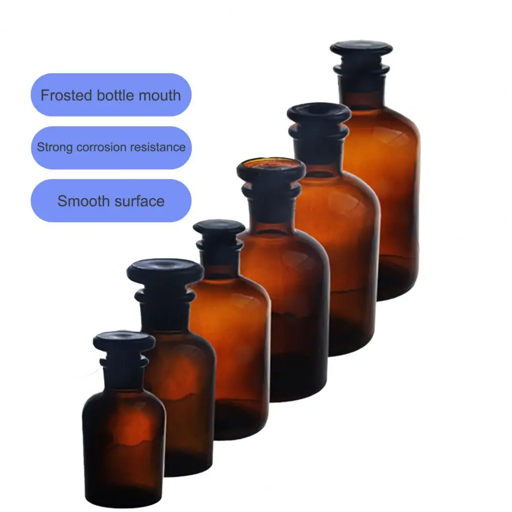 30/60/125/250/500ml Reagent Jar Empty Seal Bottles Laboratory Chemical Storage Bottle DIY Jars with Stoppers Glass Empty Bottle