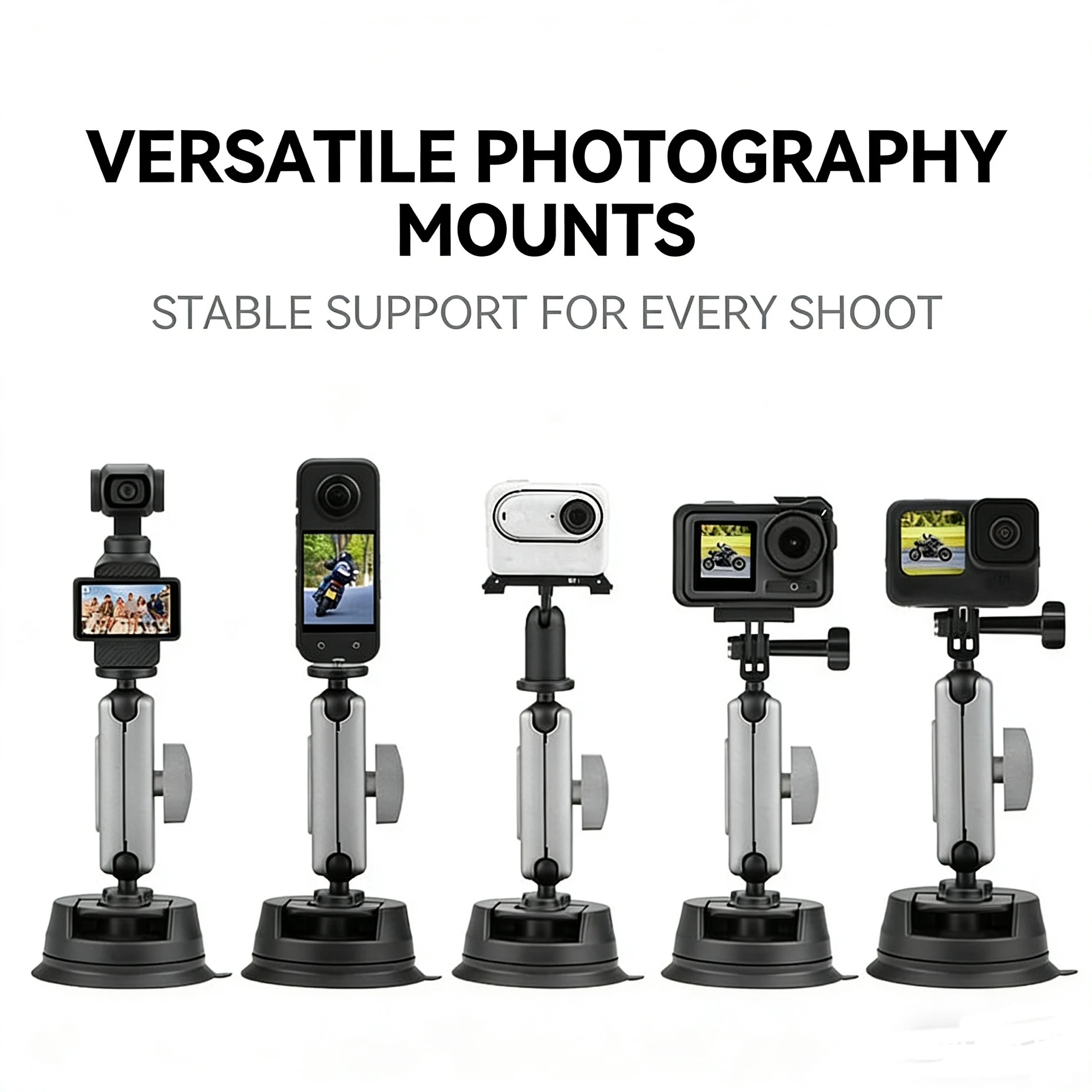 

Action Camera Suction Cup Car Mount Holder Adapter for DJI Osmo Pocket 4 3/Action 6/GoPro Hero Insta360 X4 Air/Phones Accessory