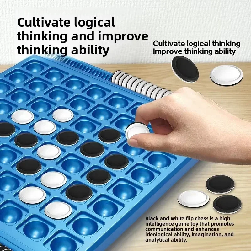 Dual-Side Flip Board Strategy Game for 2 Players Logic Training Educat for 2 Players Logic Training Educational Brain Teaser Toy