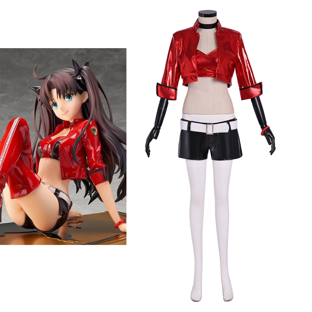 

Костюм для косплея Game Rin Tohsaka, женский сексуальный топ, пальто, шорты, полный комплект, вечерние костюмы на Хэллоуин, Рождественская гоночная форма, костюм