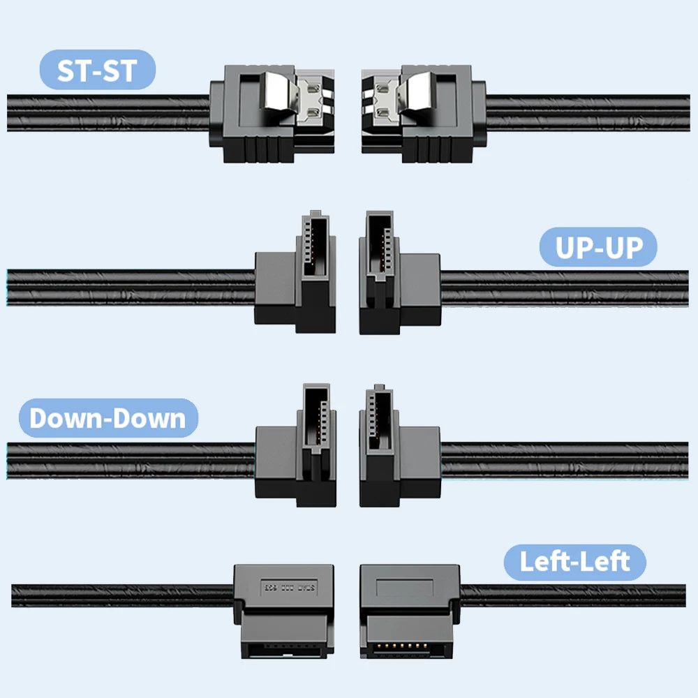 Sata 3.0 Data Cable Up Down Left Right Direction SATA III SATA 3 Cable Upward Angle 90 Degree Elbows 6GBs 10CM,15CM,20CM,30CM