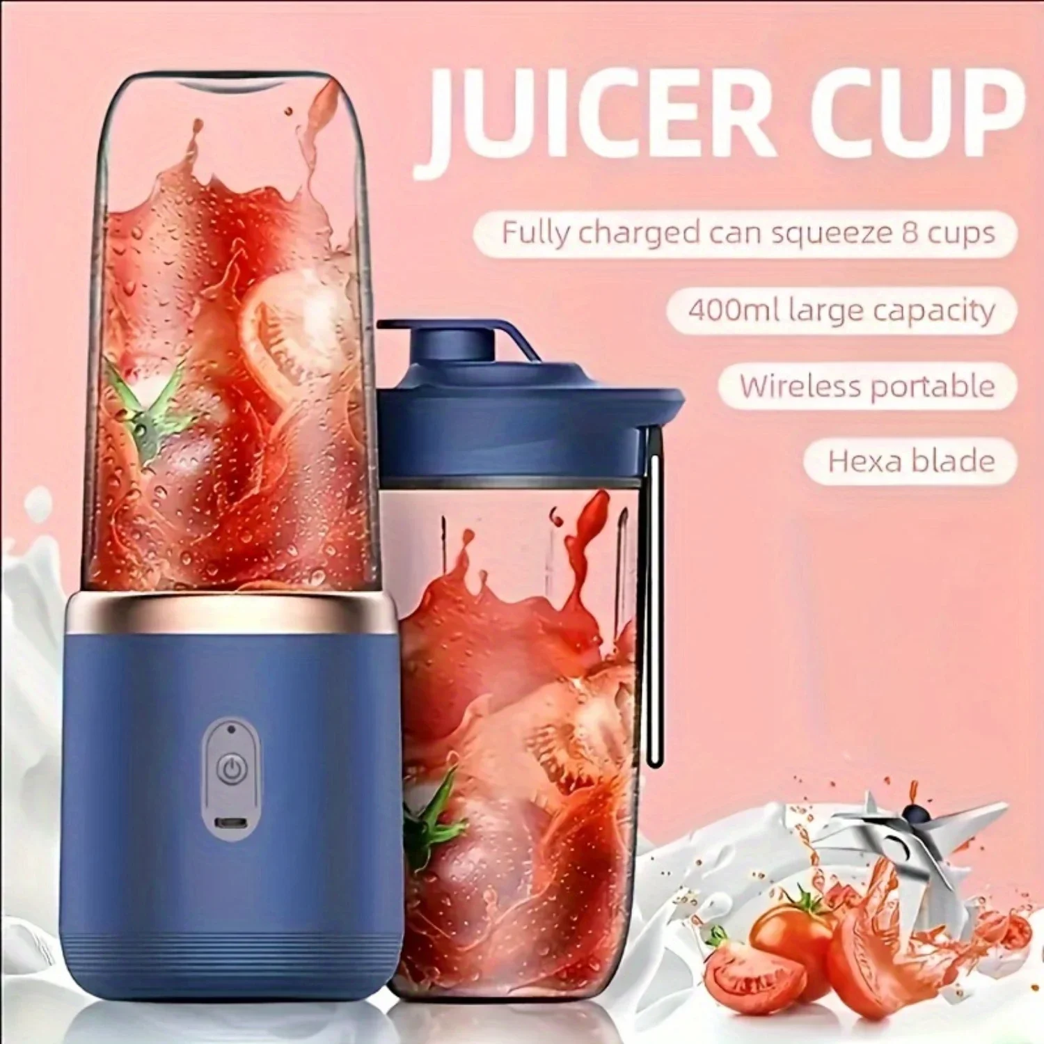 

6 Blades USB Portable Juicer, Small Juicer Smoothie Blender Ice Crusher Cup