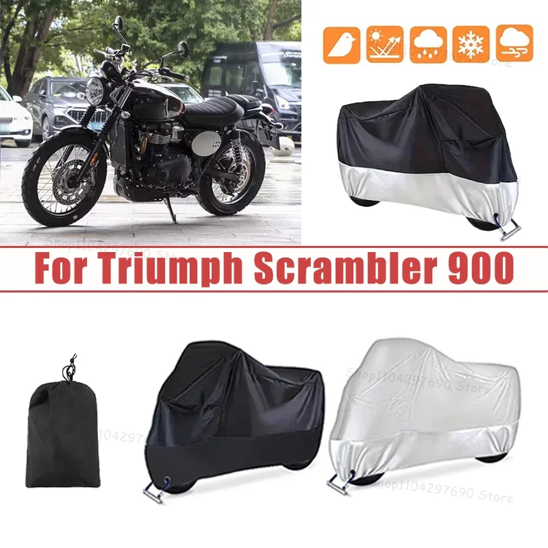 210D Oxford Motorcycle Cover Waterproof All Season UV Protection For Triumph Scrambler 900 Anti-Tear Windproof Motorbike Cover