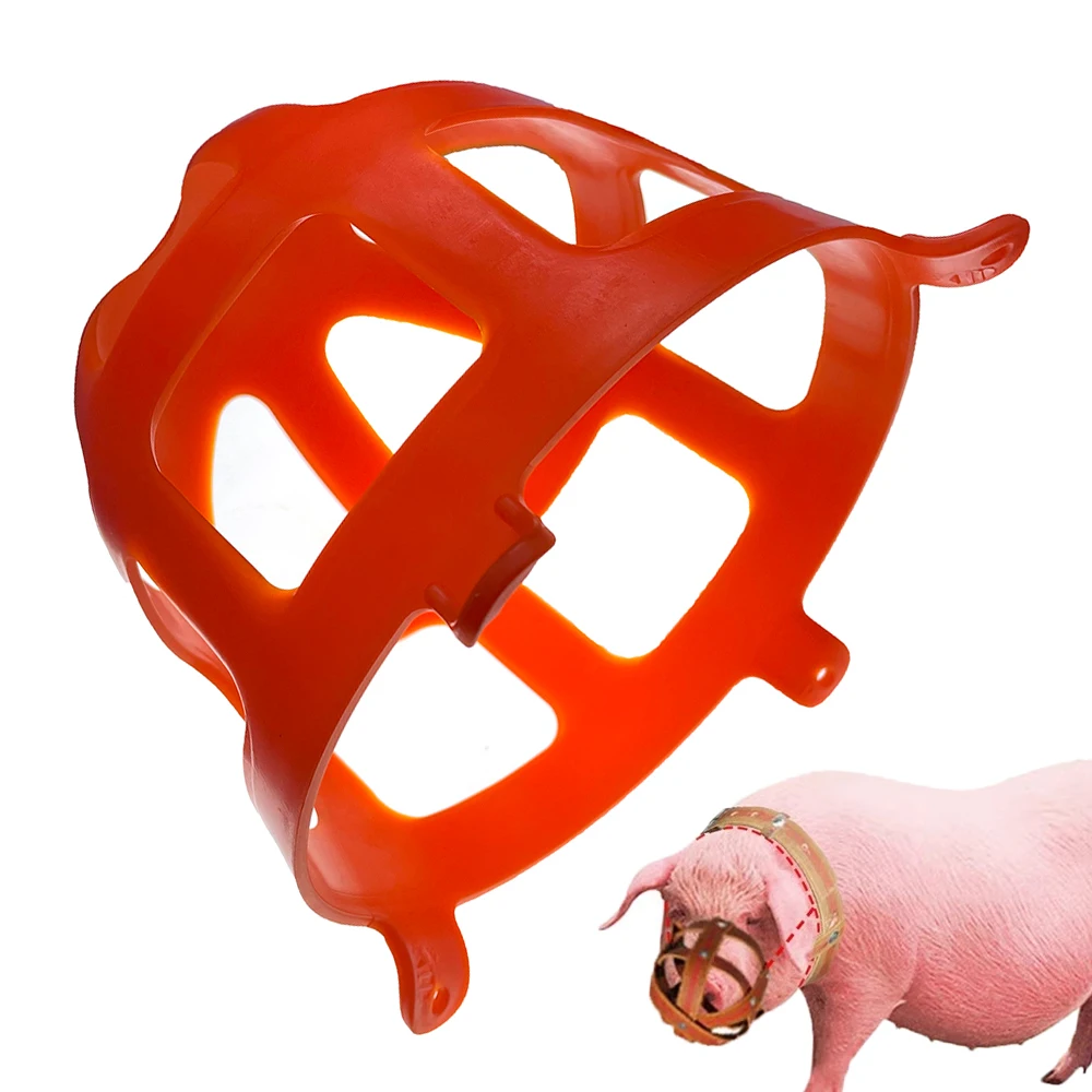 Pig Horse Cattle Mouth Basket Piece Anti Sow Bite Piggery Protection Cover 175mm Dia Plastic Durable Red Livestock Farm Tools