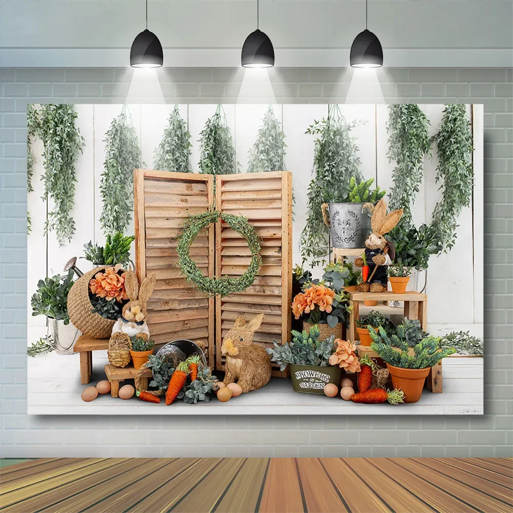 Mocsicka primavera Pascua pared de madera fotografía telón de fondo niño Festival cumpleaños conejo Floral pastizales retrato de bebé fondo