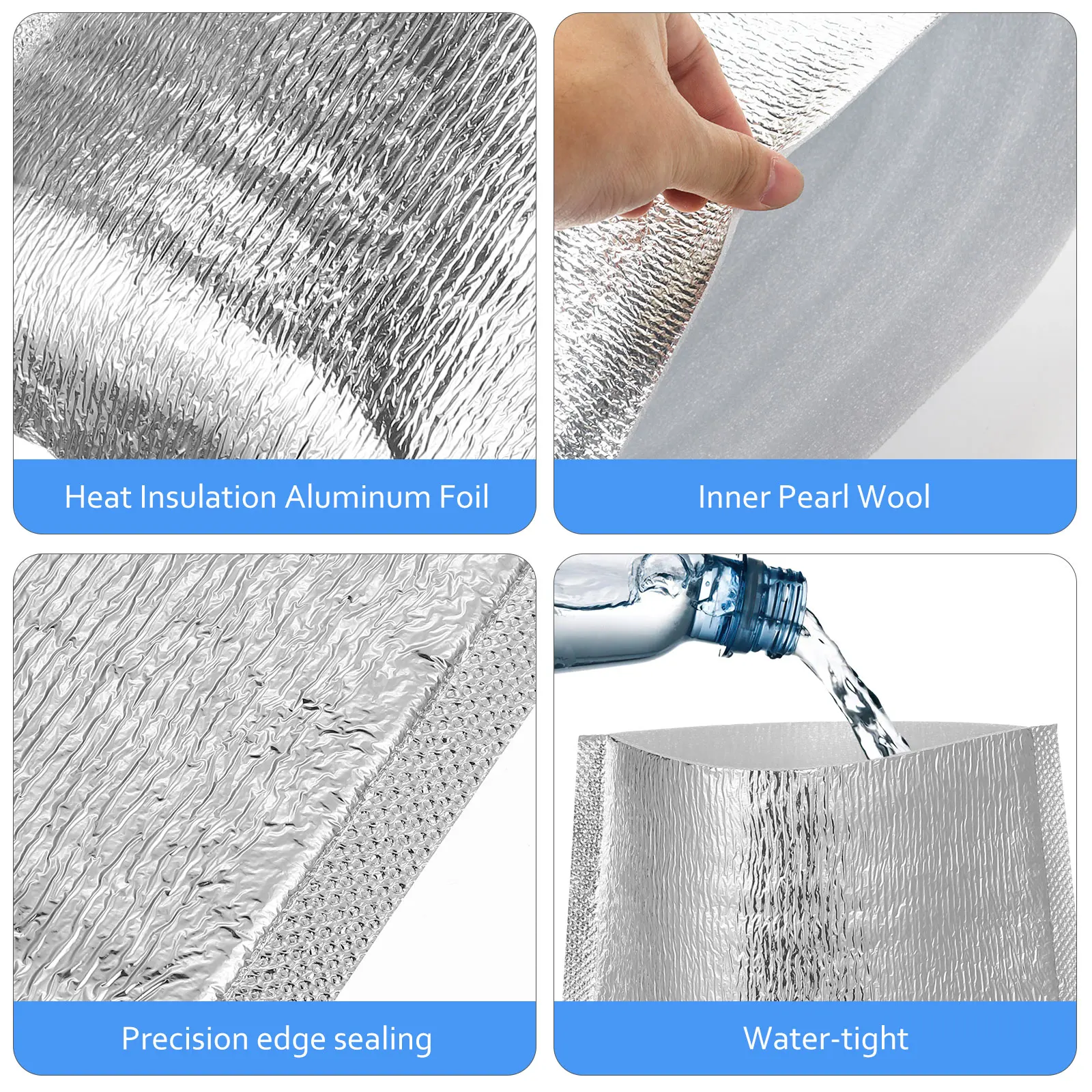 

20 pcs Silver Aluminum Foil Bags 20x25cm Fresh Keeping Thermal Insulation Storage Pouches for Fruits Vegetables Snacks Lunch