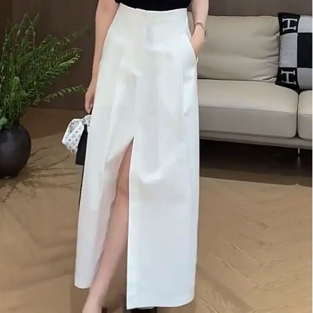 

Elegant High-Waist Split Skirt Minimalist Style Fashion Casual Lady Skirt
