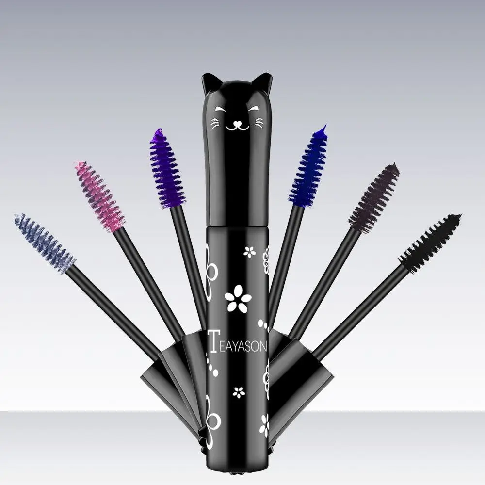 6 Colors Kitten Mascara Waterproof Lash Lift Eyelash Extension Quick Drying Silk Fiber Brush Curling Thick Eyelashes Party