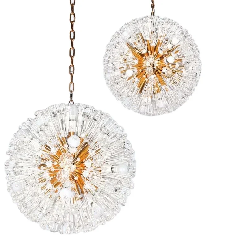 

Modern Indoor Design Dandelion Crystal Lighting For Restaurant Decor Chain Glass Chandelier Pendant Light