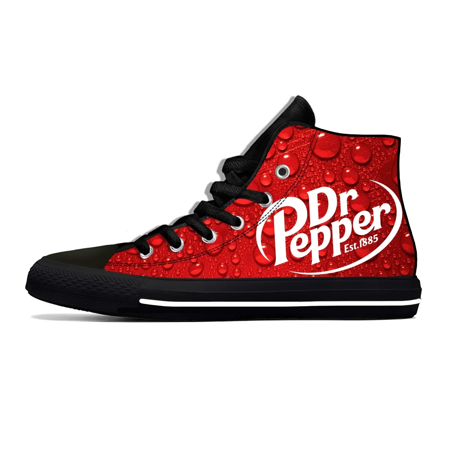 DR Pepper-Tênis alto para homens e mulheres, sapatos estampados em 3D, respirável e leve, tênis de corrida em lona, cosplay, casual e adolescente