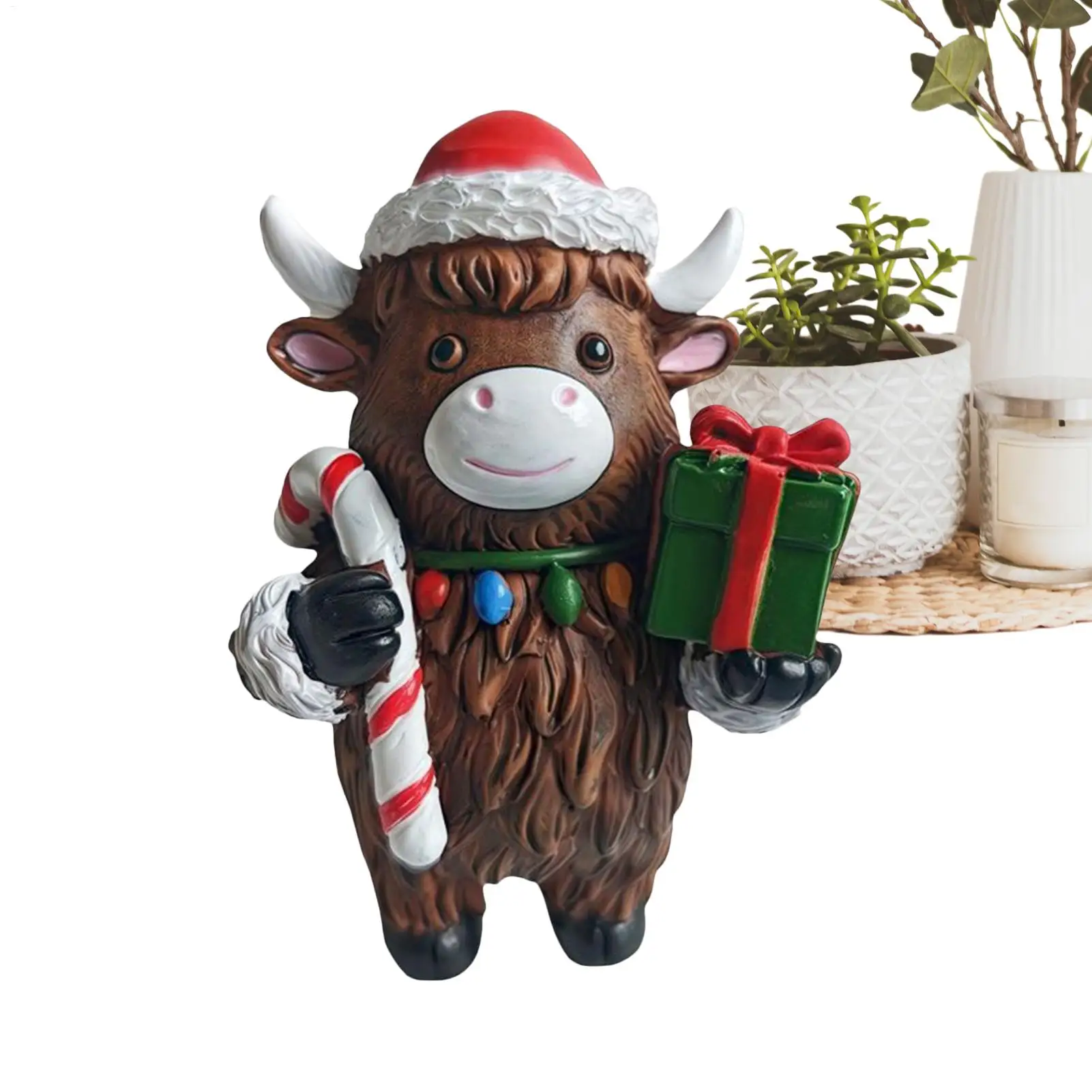 

Фигурка хайлендской коровы из смолы, Рождественский фермерский дом, рождественская статуя хайлендского скота, скульптура из смолы, шотландский орнамент, украшение
