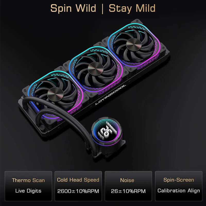 LOVINGCOOL YK-02 120/240/360 مبرد سائل ARGB abyss حلقة مرآة في الوقت الحقيقي عرض درجة الحرارة PWM مبرد مياه متكامل #4