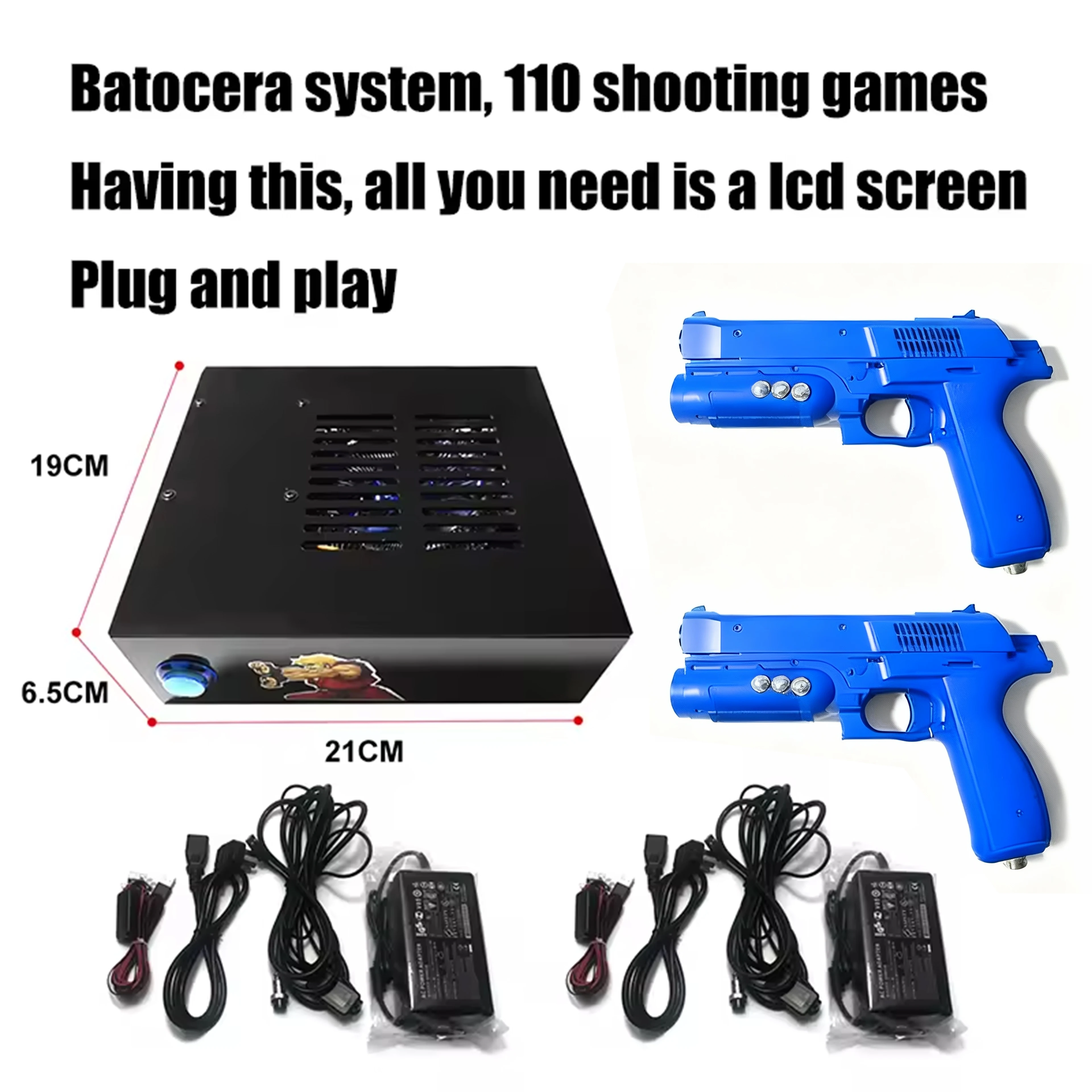 

Batocera Game System with Dual Light Gun Set – 110 Shooting Games, Plug & Play, Compatible with LCD Screens