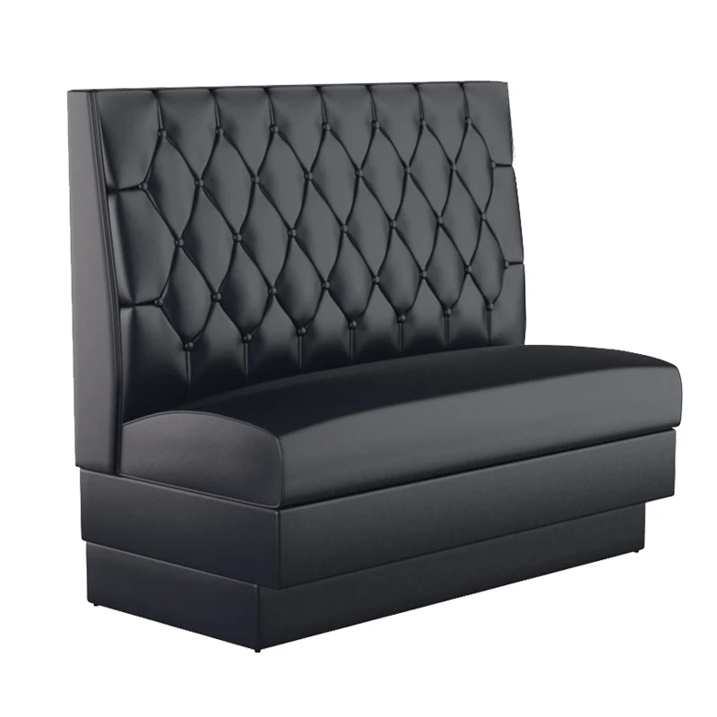 Black Tufted PU Leather Restaurant Booth Seating Commercial Upholstered Banquette Booth Sofa for Cafe Bistro Hotel Dining