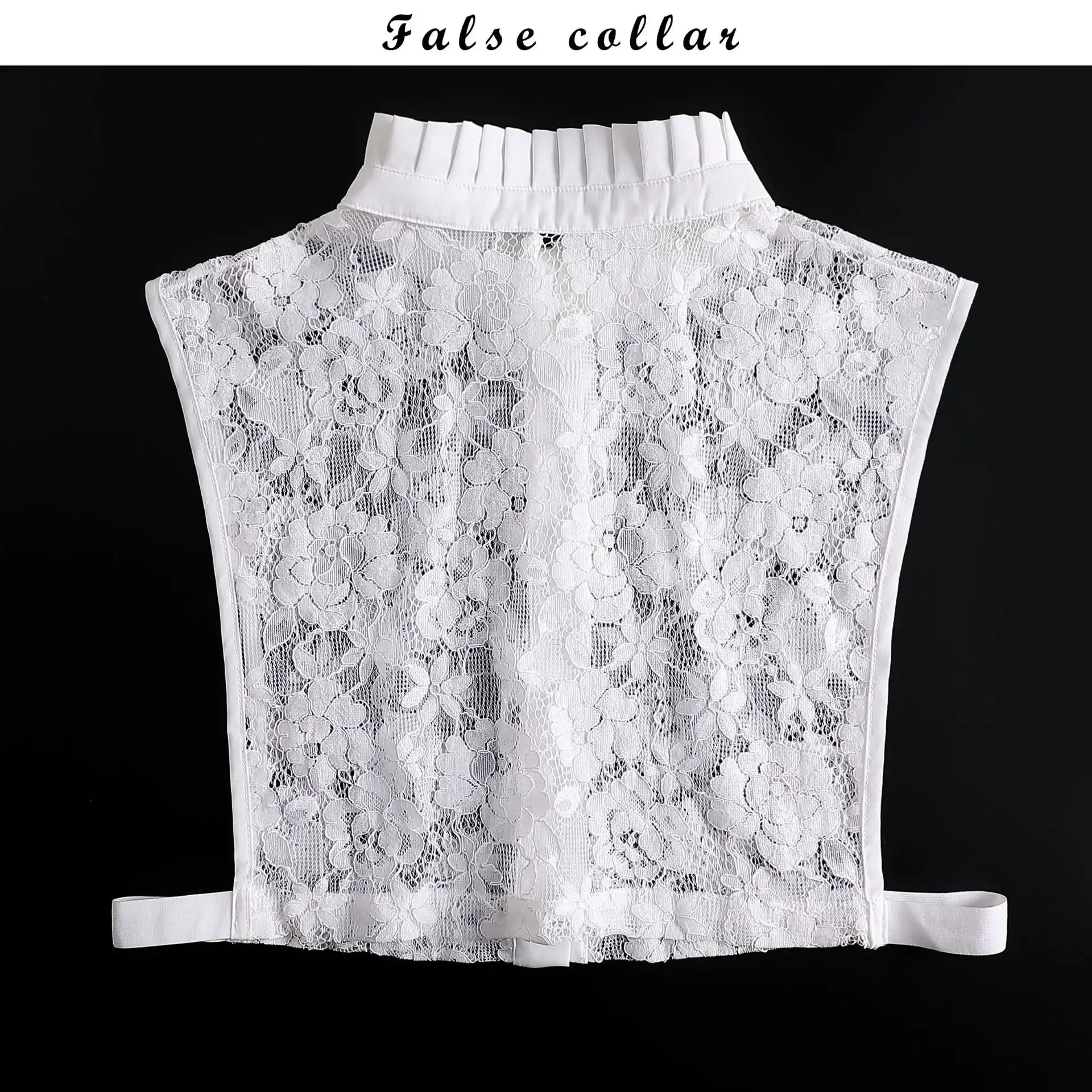 2025 cuello falso Floral de encaje con soporte blanco para mujer media camisa camisa con cuello desmontable blusa con solapa Top accesorios de ropa para mujer