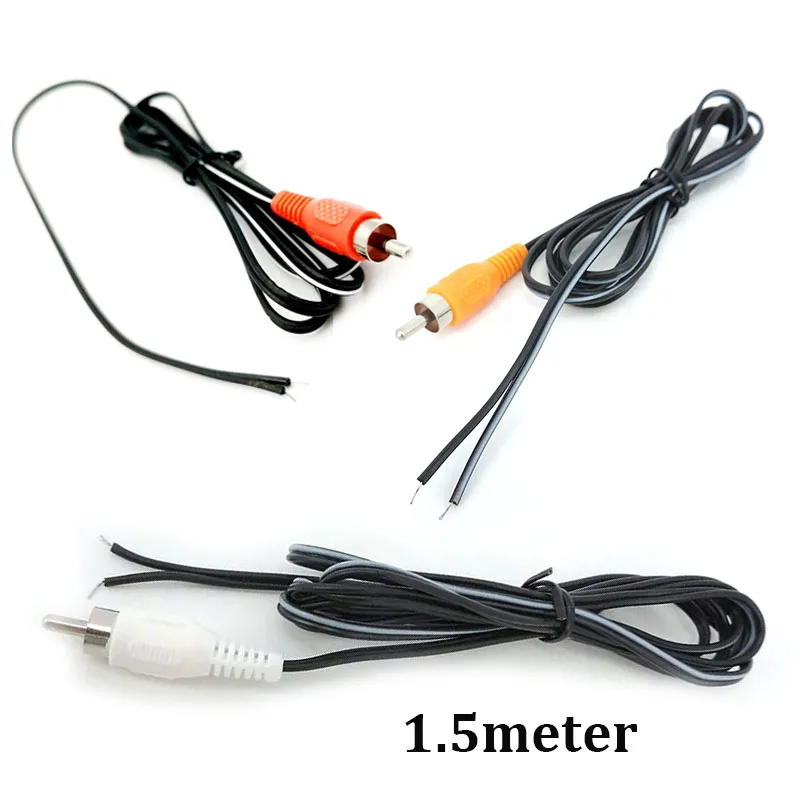 

2pin Rca Male Audio connector Cable Av Single Video Speaker extension wire lead diy repair cord (ed black white)