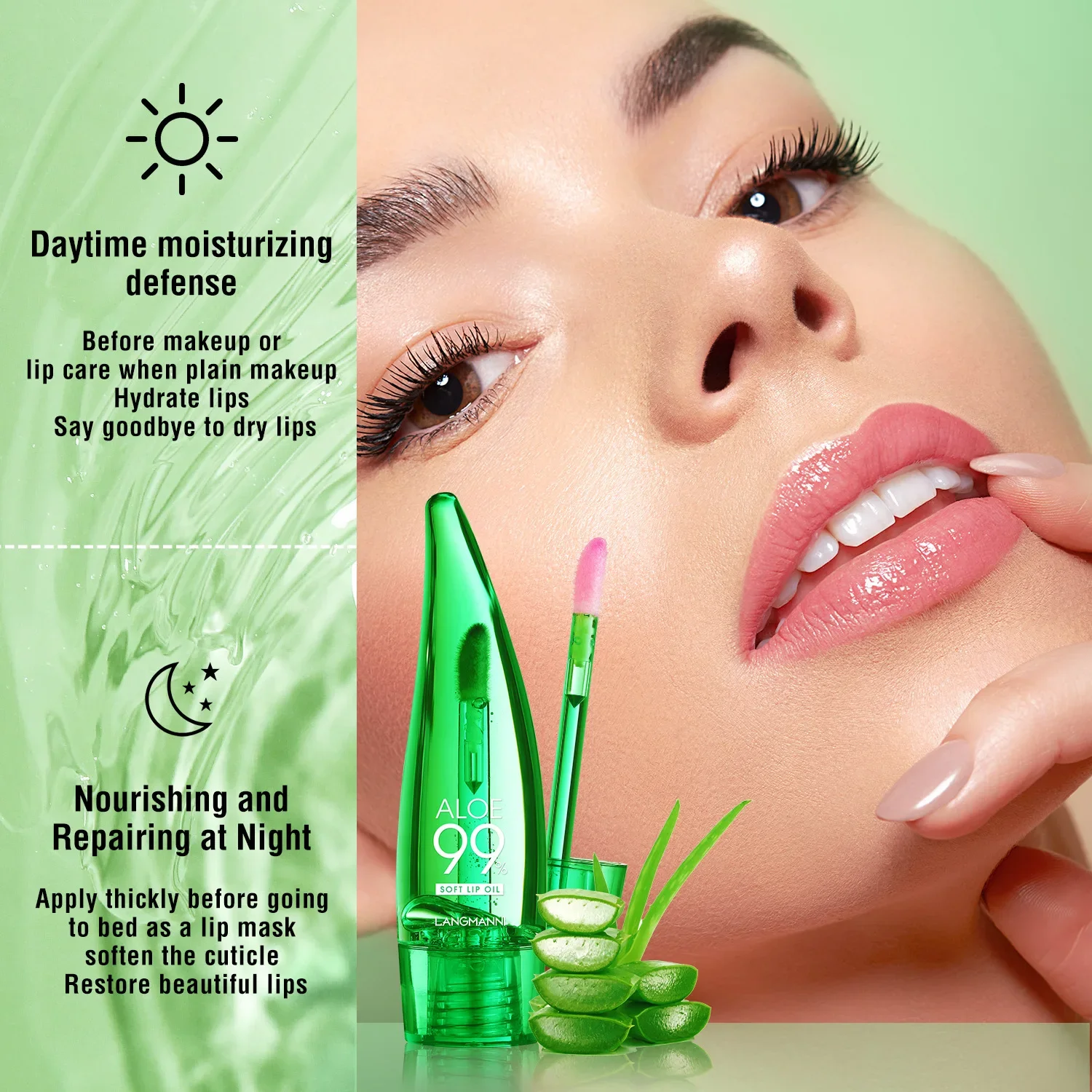 Brillo de labios Natural de Aloe Vera que cambia de Color, cuidado de labios nutritivo de larga duración, cambio de temperatura, bálsamo labial, lápiz labial