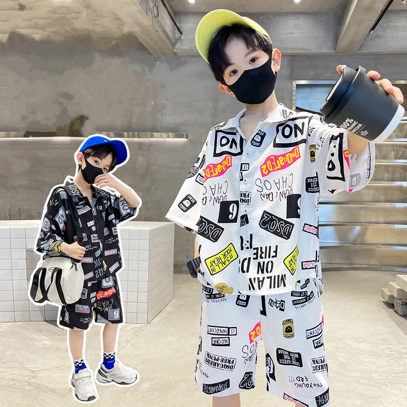 Hot Sale Cheap Price Kids Boy Summer Clothing Set Shirt And Shorts 2 Pieces Clothes Set with Printed Children Casual Streetwear