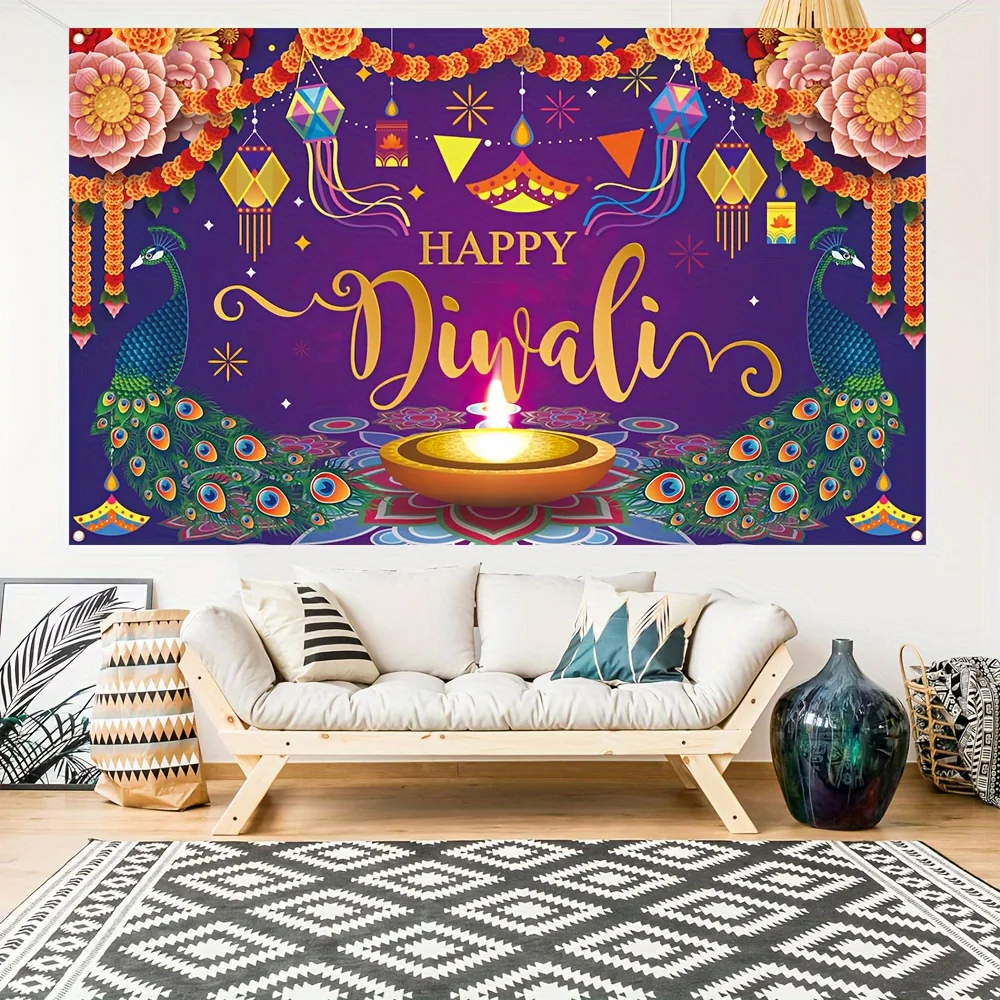 1 piece, Diwali Festival decorative banner, Diwali Festival atmosphere decorative banner in India