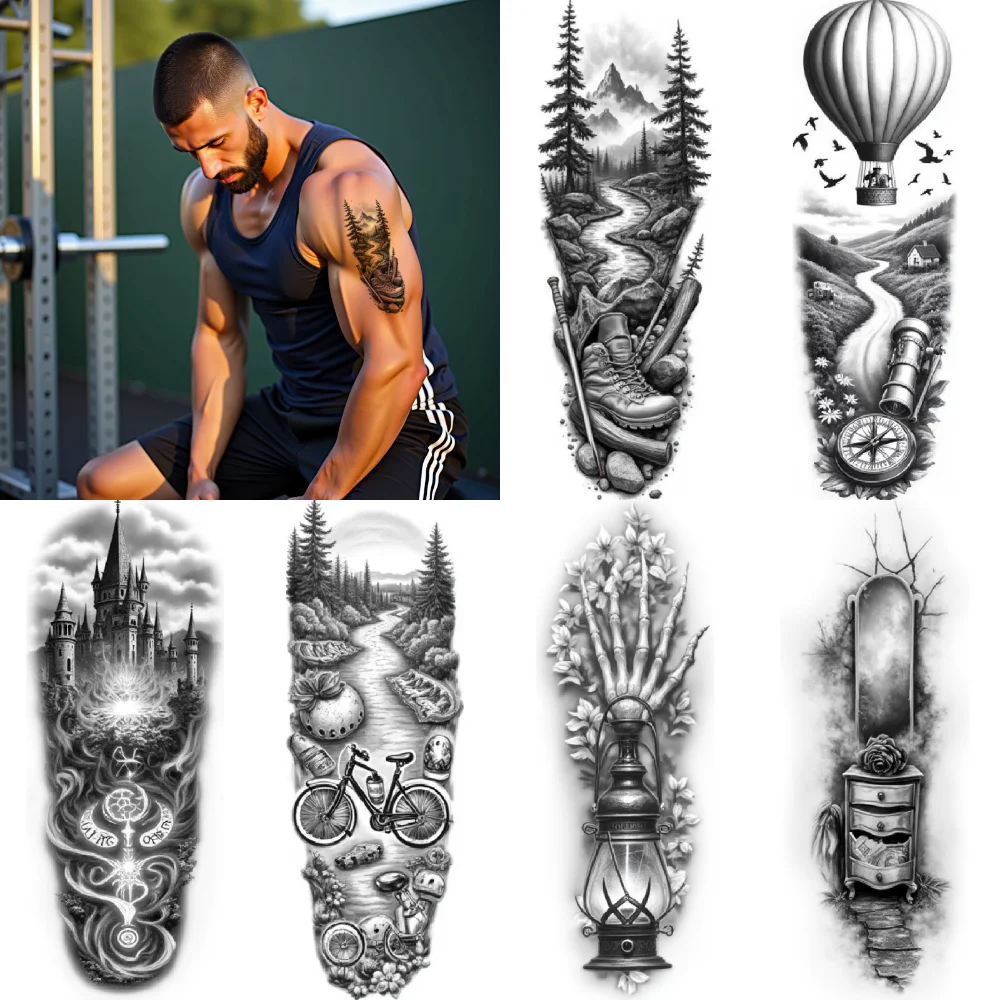 

3pcs Temporary Tattoo Pyramid Waterproof Long-lasting Body Stickers Mirror Realistic Temporary Tattoos Boots For Arms