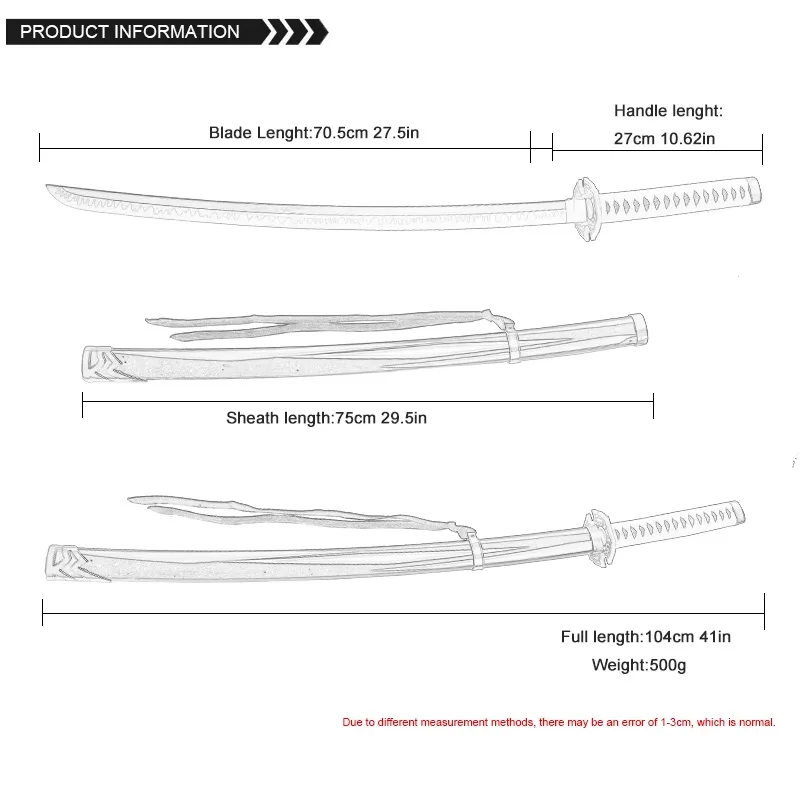 104Cm/41 "Yamato 5 Vergil Katana espada de juguete de madera Dark Slayer armas de Cosplay accesorios de televisión de película