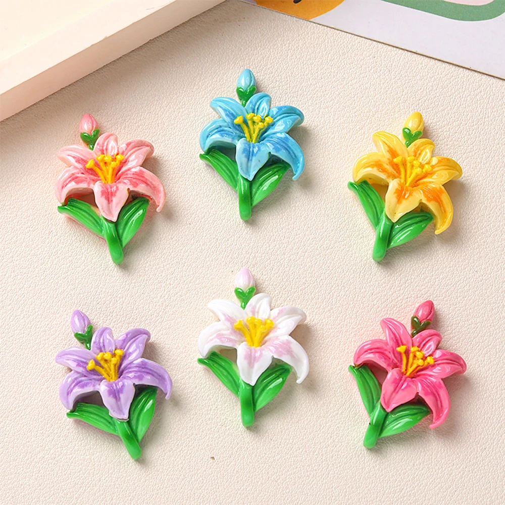 10PCS Shiny 35x24mm Flower Series Miniature Flat Back Resin Cabochons For Hairpin Scrapbooking DIY Home Decor Craft Accessories
