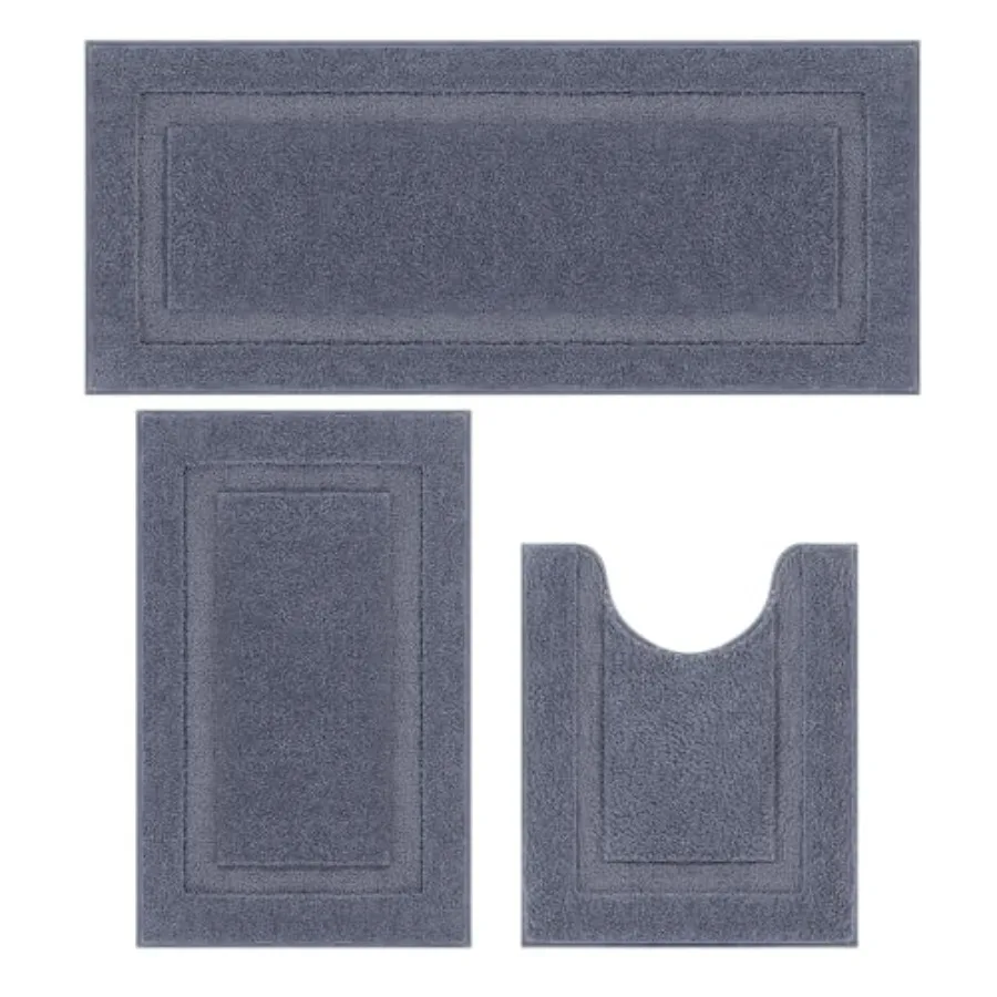 

Bathroom Rugs Sets 3 Pcs, 20"x47" +20"x32" Non Slip Bath Mat and 20"x24" Toilet Rugs U Shaped Washable, Soft Fluffy Water Absor